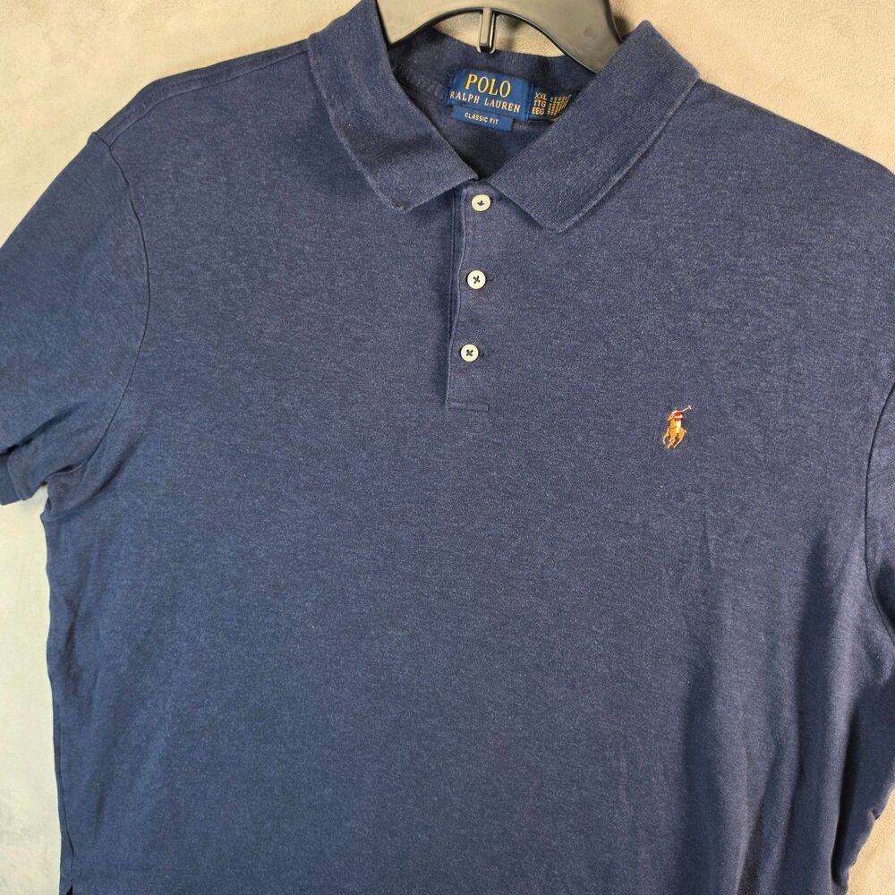 Polo Ralph Lauren Men's Classic Fit Short Sleeve Polo Shirt Blue Heather XXL